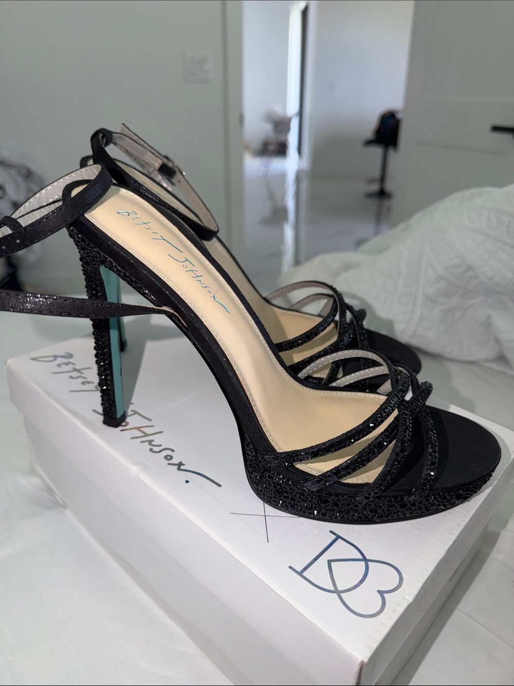 Betsey Johnson Black Strappy Platform Stiletto Sandals - Picture 5 of 5
